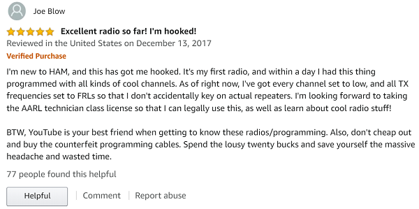 Portable Ham Radio amazon rating and review