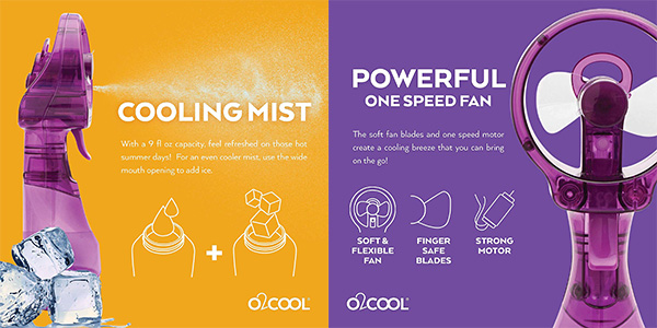 O2COOL deluxe misting personal fan – Best Handheld Fan